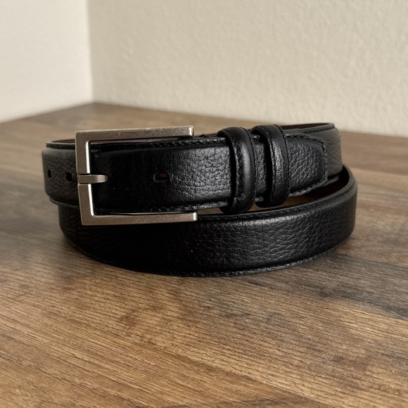 Woodmere Other - Golf Pebble Grain Leather Belt Silver Buckle Black Mens Size 38